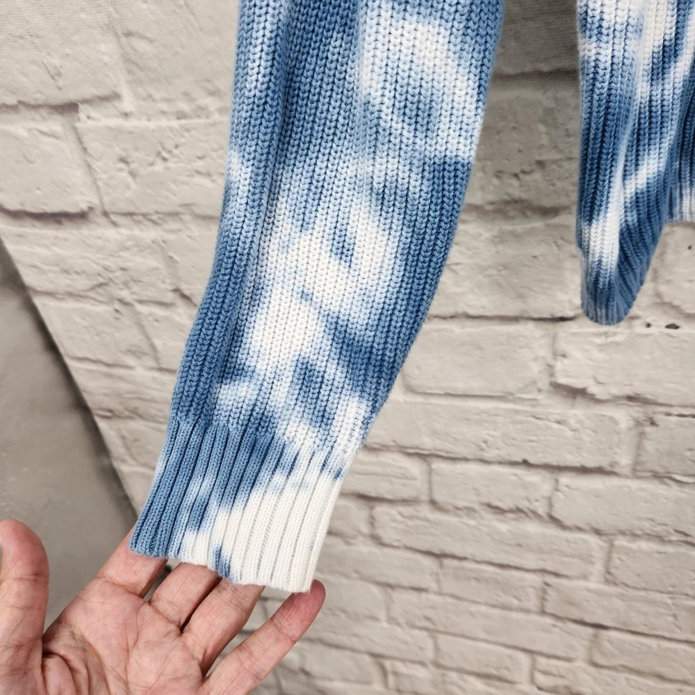 ALTAR'D STATE Ribbed Blue White Long Sleeve Tye Dye Sweater Sz XS - Picture 3 of 10
